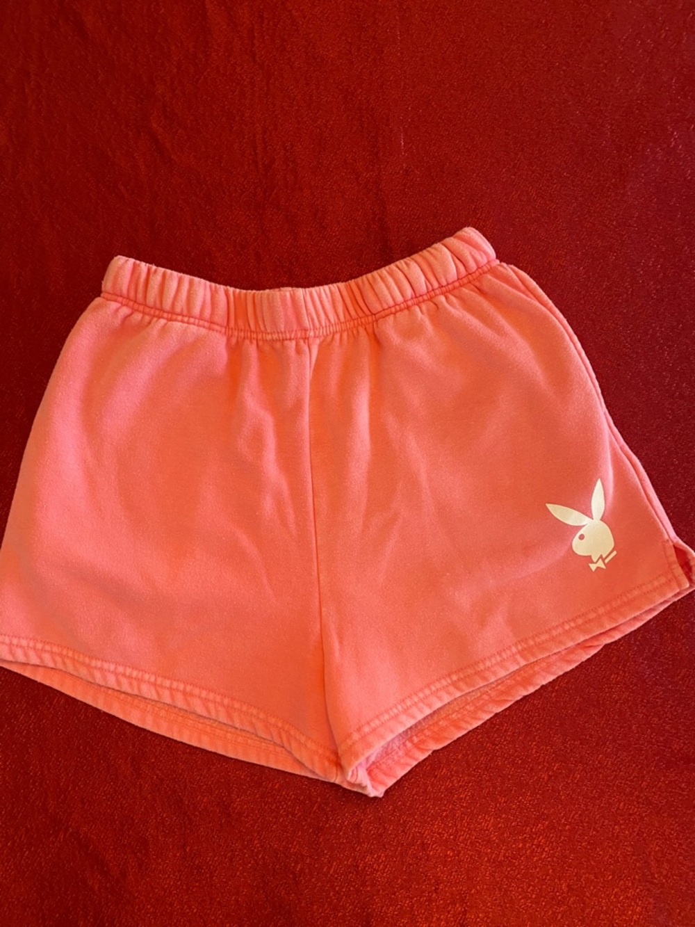 PLAYBOY PINK SOFT COTTON/POLYESTER WOMENS SIZE M SHORTS ELASTIC HIGH WASTE
